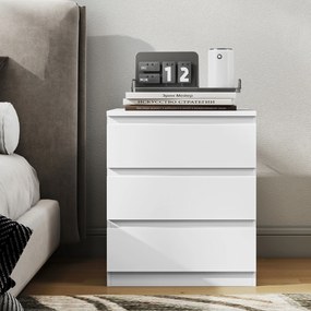 HOMCOM Comodă 3 sertare cu închidere silențioasă Comodă pentru living Birou Stil modern 45x40x52,8 cm Alb | Aosom Romania