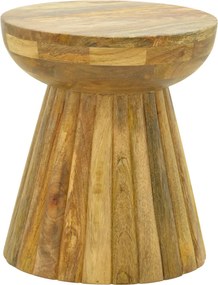 Masuta Laterala Rotunda Novia Lemn Masiv De Mango Culoare Naturala D30x35 Cm