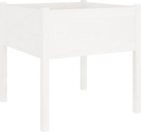 vidaXL Jardinieră de grădină, alb, 70x70x70 cm, lemn masiv de pin