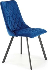 Scaun K450, albastru/negru, stofa catifelata/metal, 44x58x85 cm