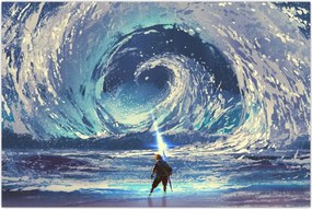 Tablou - Ilustrație a unui băiat cu o suliță (90x60 cm)