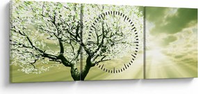 Tabloul cu pomul înflorit (cu ceas) (90x30 cm)