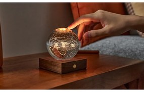 Veioză maro cu luminozitate reglabilă cu abajur din sticlă (înălțime 12 cm) Amber – Gingko