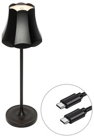 Lampă de masă retro neagră reîncărcabilă IP44 - Granny
