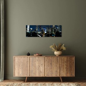 Tabloul metropolei nocturne (cu ceas) (90x30 cm)