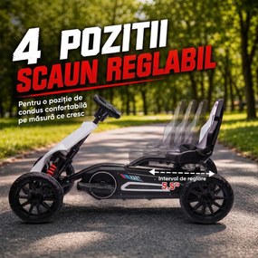 HOMCOM Go-Kart Electric Pentru Copii 3-8 Ani, 3-5 Km/h, Alb | Aosom Romania