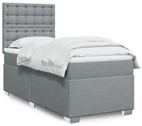 vidaXL Pat continental cu saltea, gri deschis, 80x200 cm, textil