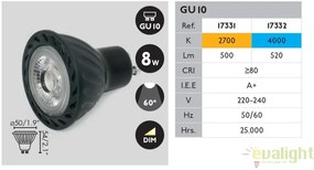 BEC LED GU10 8W 4000K dimabil lumina neutra 17332