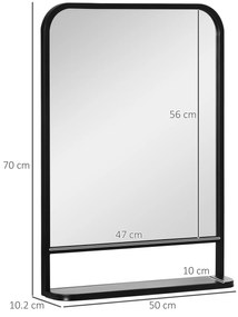 HOMCOM Oglinda de perete patrata moderna cu raft de depozitare, oglinzi 70 x 50 cm pentru sufragerie, dormitor, negru | Aosom Romania