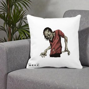 Perna Decorativa Halloween Zombie Infricosator, 40x40 cm, Alba Mata, Husa Detasabila, Perna Inclusa, BEKZ®
