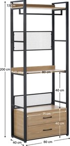 Etajeră cu sertare, stejar/negru, KILOS NEW TIP 1