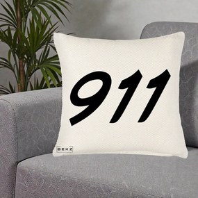 Perna Personalizata 911 Bold, 40x40 cm, Crem Reliefat, Husa Detasabila, Perna Inclusa, BEKZ®