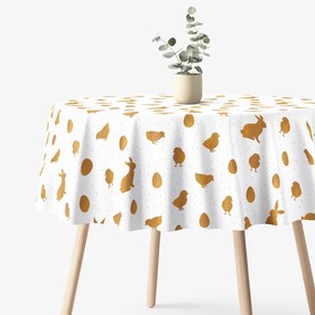 Goldea față de masă 100% bumbac solid - simboluri aurii de paște - rotundă Ø 120 cm