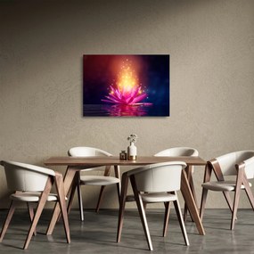 Tablou pe sticlă cu lotus pe apă (70x50 cm)