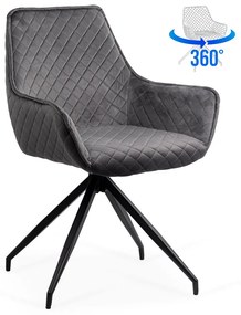 Scaun rotativ pentru living din catifea BUC 0223 gri