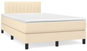 vidaXL Pat continental cu saltea, crem, 120x190 cm, textil