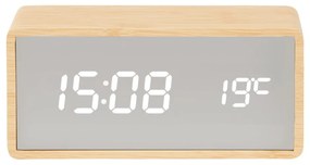 Ceas deșteptător cu LED cu aspect de lemn Karlsson Mirror, argintiu