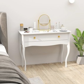 HOMCOM Masă de Toaletă Elegantă cu Sertar Spațios din Lemn Alb 100x40x74 cm | Aosom Romania