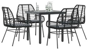 vidaXL Set de sufragerie de grădină 5 piese neagră Sticlă Poly Rattan