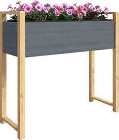 Outsunny Pat de grădină pătrat cu picioare, pat de grădină ridicat, 4 orificii de drenaj și țesătură nețesută, 98 x 37 x 90 cm, gri | Aosom Romania