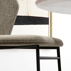 HOMCOM Set de 2 scaune, cu șezut capitonat din material textil, aspect de in, picioare din oțel stabile, design modern, maro deschis | Aosom Romania