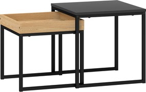HOMCOM Set 2 Măsuțe de Cafea Moderne cu Picioare în Formă de U, Măsuțe de Sufragerie din Lemn și Oțel, 40x40x40 cm, Negru | Aosom Romania