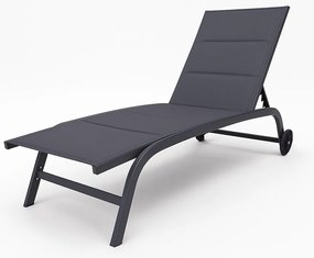 Șezlong de grădină cu roți 184 x 60 x 35 cm, gri închis