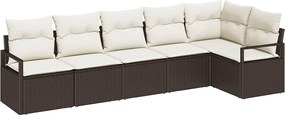 vidaXL Set de canapele pentru grădină 6 pcs Maro și alb poliratan