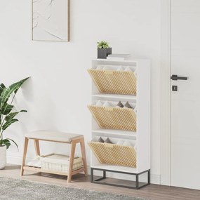 vidaXL Pantofar, alb, 52x25x120 cm, lemn prelucrat