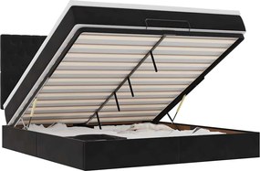 vidaXL Cadru de pat otoman cu saltele, catifea neagră 180x200cm