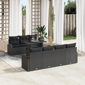 vidaXL Set de Canapea de Grădină cu perne Negru Ratan Poli