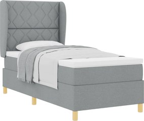 vidaXL Pat cu arcuri cu saltea Gri deschis 200 x 100 cm țesătură