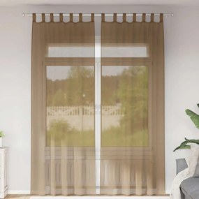 vidaXL Perdele Voile cu Bucle 2 buc Maro Deschis 140x260 cm