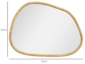 HOMCOM Oglindă Neregulară de Perete, Oglindă cu Cadru din Lemn, Oglindă Decorativă, 70x2.1x50 cm, Lemn Natural | Aosom Romania