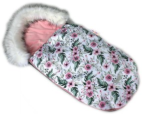 Manșon pentru picioare Baby Nelly, sac de dormit pentru copii 105x55 Velvet Winter Lux - Flori