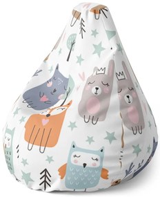 Sac de șezut Pear animale de pădure desenate - pentru copii, colorat