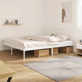 350936 vidaXL Cadru de pat metalic cu tăblie, alb, 183x213 cm