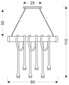 Lustră VINT pe lanț, 6xE27/40W/230V, din bambus