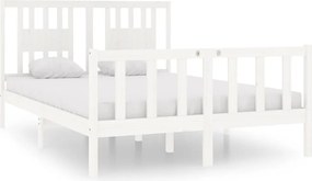 vidaXL Cadru pat, alb, 140x190 cm, lemn masiv