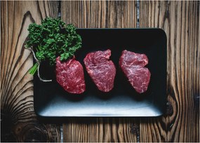 Tablou pe sticlă cu carne pe farfurie (70x50 cm)