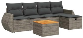 3325840 vidaXL Set mobilier grădină cu perne, 6 piese, gri, poliratan