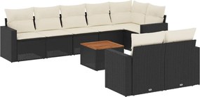 vidaXL Set mobilier de grădină cu perne, 9 piese, negru, poliratan