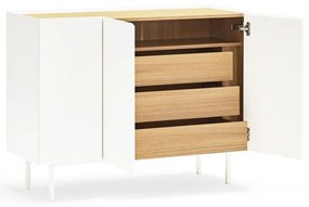 Comodă albă joasă cu aspect de lemn de stejar 110x85 cm Arista – Teulat