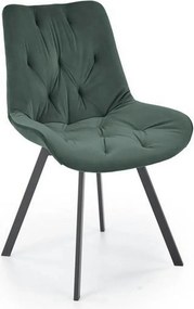 Scaun pivotant K519, verde inchis, stofa catifelata/metal, 54x63x86 cm