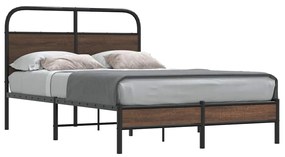 vidaXL Cadru pat fără saltea stejar maro, 135x190 cm, lemn prelucrat