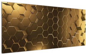 Tablou - Hexagoane verzi (120x50 cm)