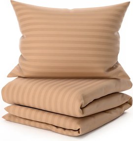Lenjerie de pat din microfibra JASMINE maro - dunga 2 cm, buzunar hotelier Dimensiune lenjerie de pat: 70 x 90 cm | 140 x 200 cm