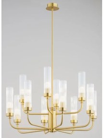 Candelabru 12 brate, alama periata, sticla canelata PRESTON 5086