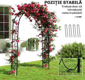 Outsunny Arcadă de Grădină Arcadă de Trandafiri Stil Fier Forjat dim. 125L x 37l x 230H cm oţel epoxid Negru pentru plante căţărătoare | Aosom Romania