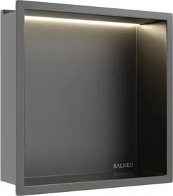 Raft incastrat patrat Balneo Wall-Box One LED cu rama 30x30x10 cm Gun Metal mat